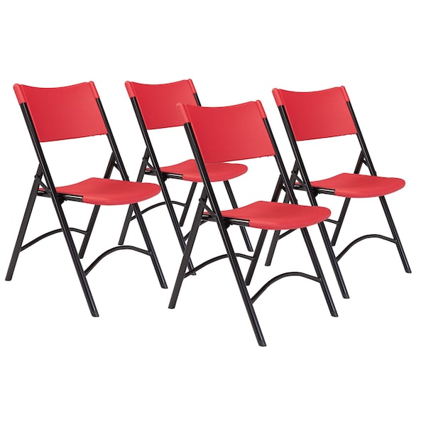 National Public Seating Folding Chair, Plastic, Red, PK4 640 - main